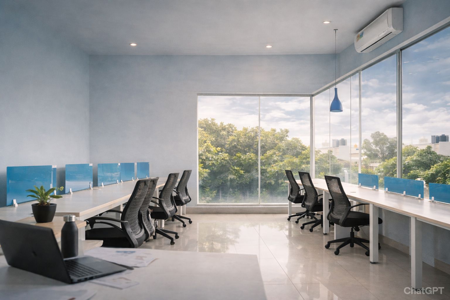 Open coworking desks with natural light at Inspire Workplace